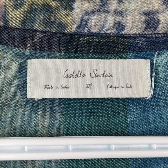 Anthropologie Isabella Sinclair Plaid Ruffle Shirt Top Medium @L1 - Picture 4 of 9